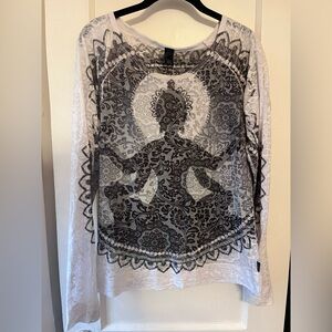 Women's Sheer Black and White Patterned Top